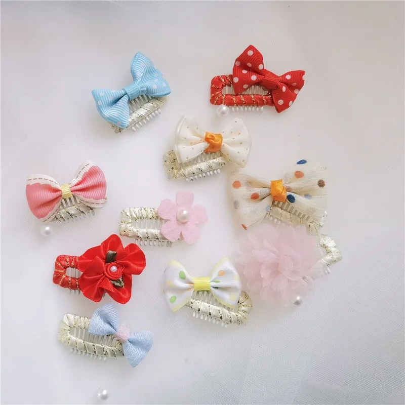 Cute Bowknot Small Dog BB Hair Clips Yorkshire Hairpin Fashion Cute Pet Headdres Pet Comb Clip Dog Pet Grooming Accessories