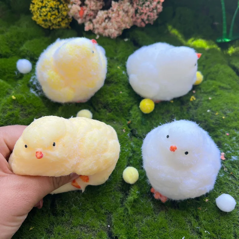 2024 Farbe kawaii handgemachte Silikon weich beflockt gelb Nachahmung tpr weiches Huhn erwachsene Kinder niedlichen Geschenk Spielzeug matsch iges Huhn