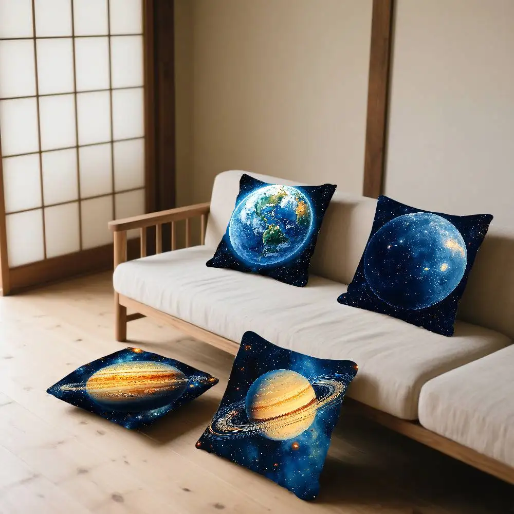 Earth Mars Upiter SATURN Pillow Case Throw Pillow Cover Nordic Vintage Style CushionCovers Home LivingRoom Sofa Couch Seat Decor