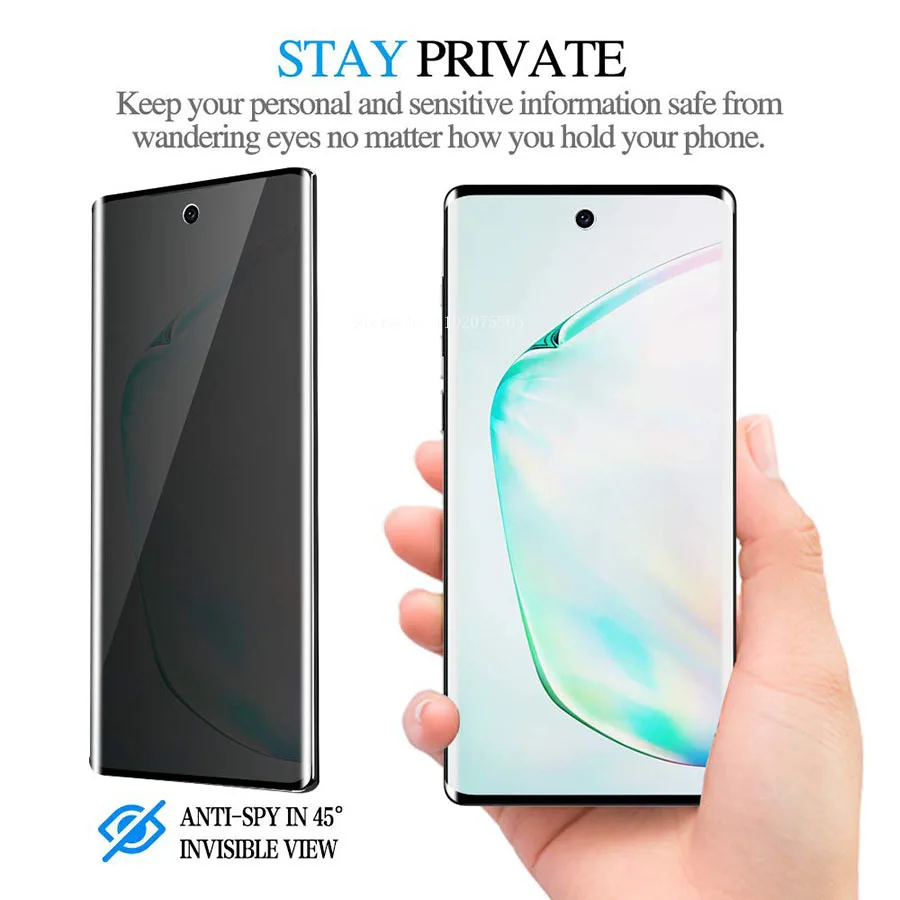 Privacy Tempered Glass For Samsung Galaxy S24 S23 S22 Ultra Anti Spy Screen Protector S21 Plus Note 20 5G Fingerprint Unlock