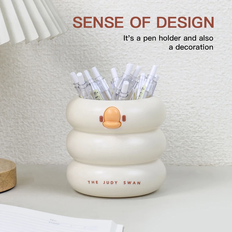 Cartoon Stift Halter Desktop Bleistift Organizer Make-Up Pinsel Lagerung Tassen Kunststoff Enten Stift Eimer Stift Bleistift Topf Stift Lagerung
