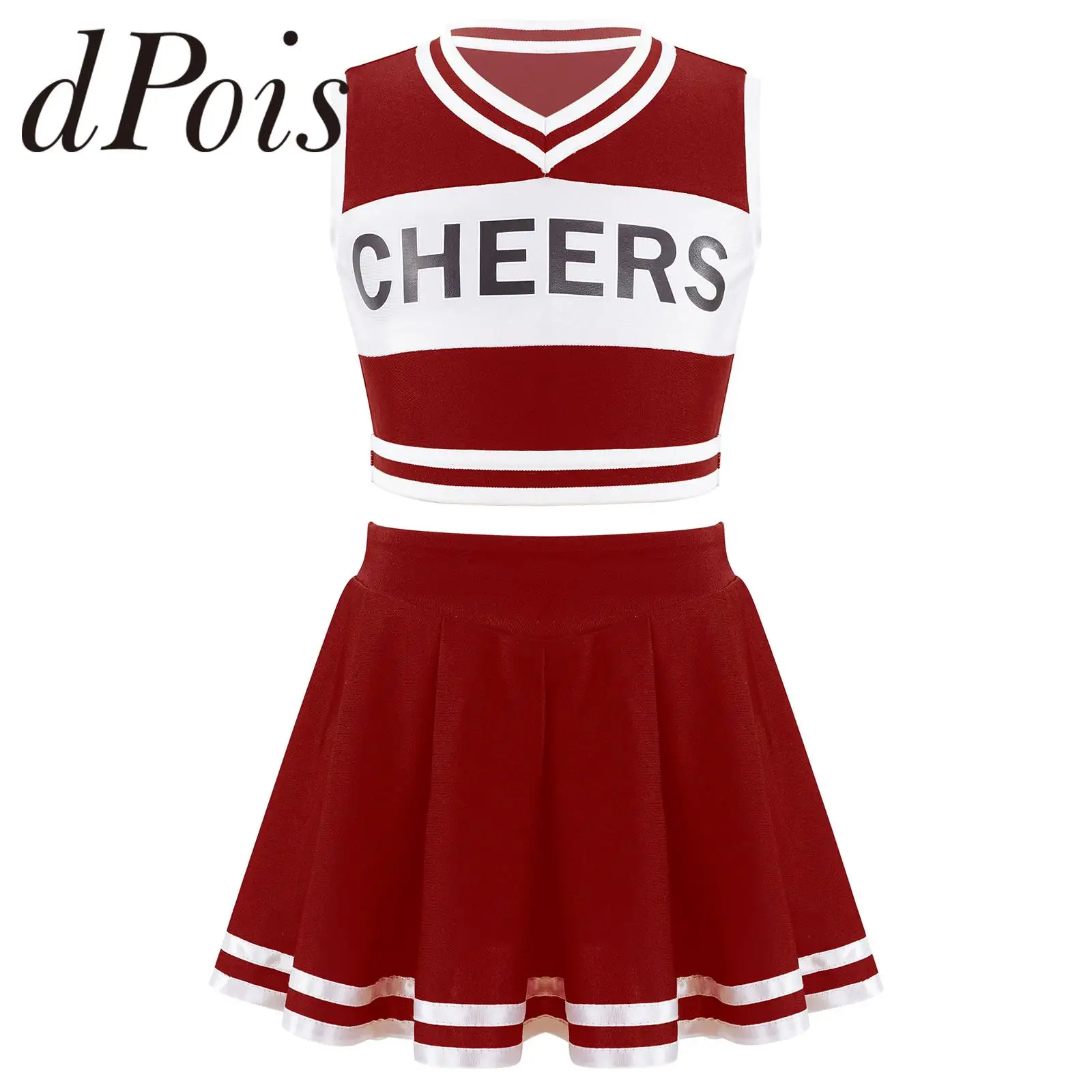 Kids Girls Cheerleading uniformi Schoolgirls Cheerleading Costume senza maniche Child Cheers Dance Outfits For Dancing Competition