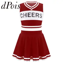 Kids Girls Cheerleading Uniforms Schoolgirls Cheerleading Costume Sleeveless Child Cheers Dance Outfits For Dancing Competition