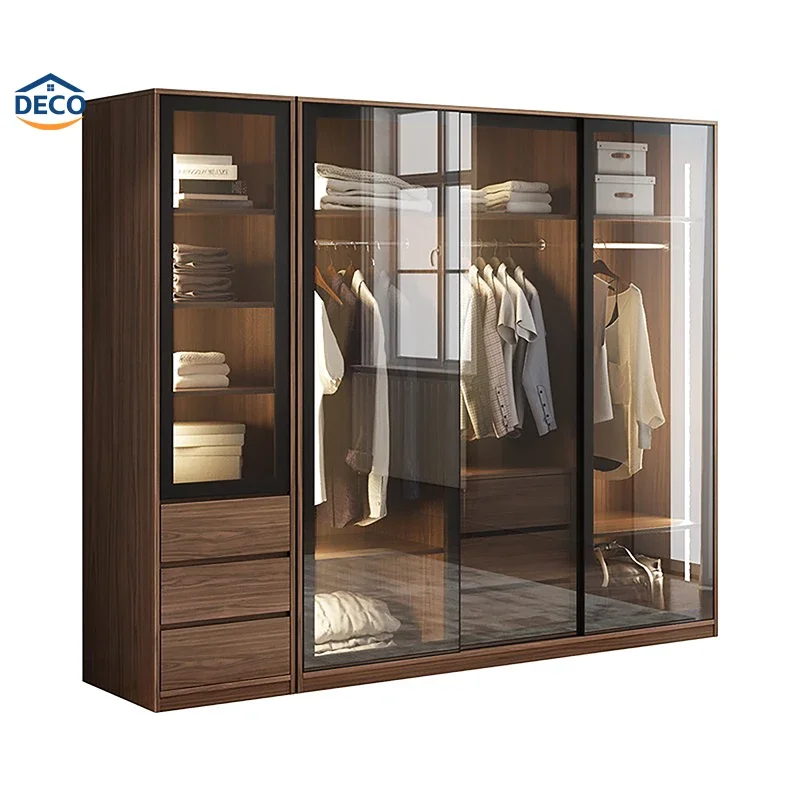 Luxe Collection Handcrafted Showcase Cabinet LED Lighting Leather Accents Sleek and Modern Custom Wardrobe with Soft-Close