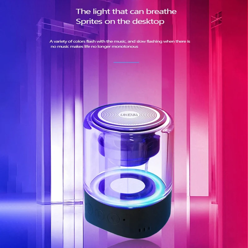 Portable Bluetooth True Wireless Speakers With Magnetic Connectable Base Transparent Bluetooth Speaker With LED Light