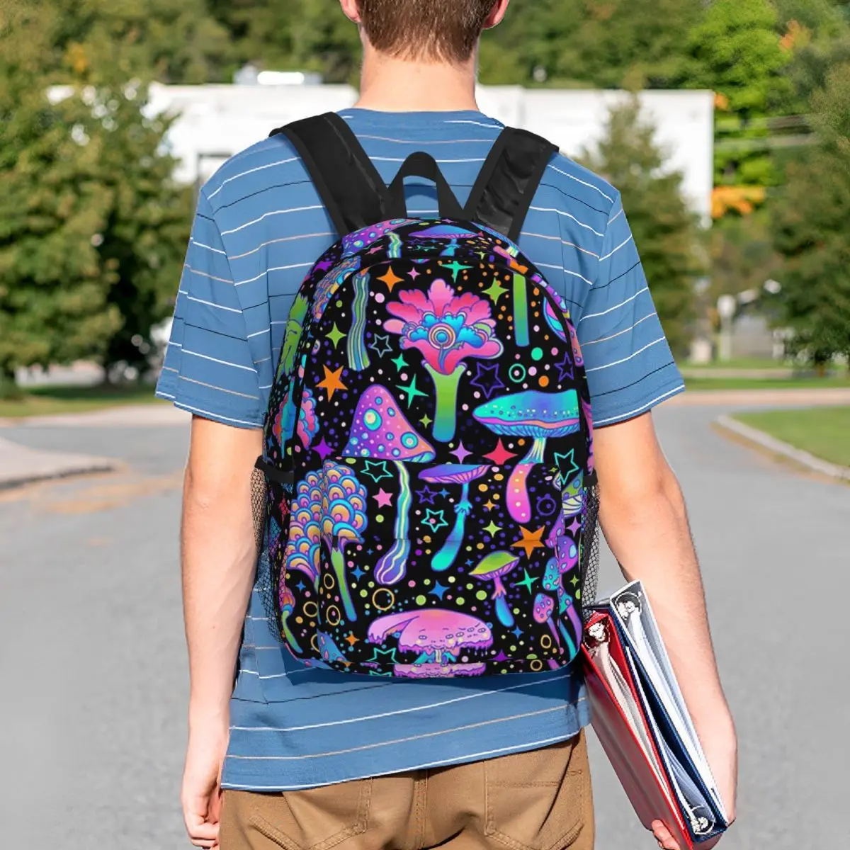 Psychedelic Magic Mushrooms Print Lava Backpack Student BookBag Men Women School Bag Laptop Shoulder Bags