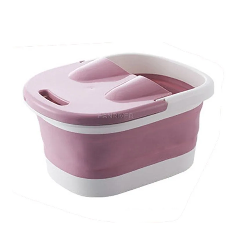 

Portable Foot Sauna Bath Barrel Soaking Bucket Folding Basin Foaming Massage Bucket Home Pedicure Bathtub 2 in 1 Cover & Handle