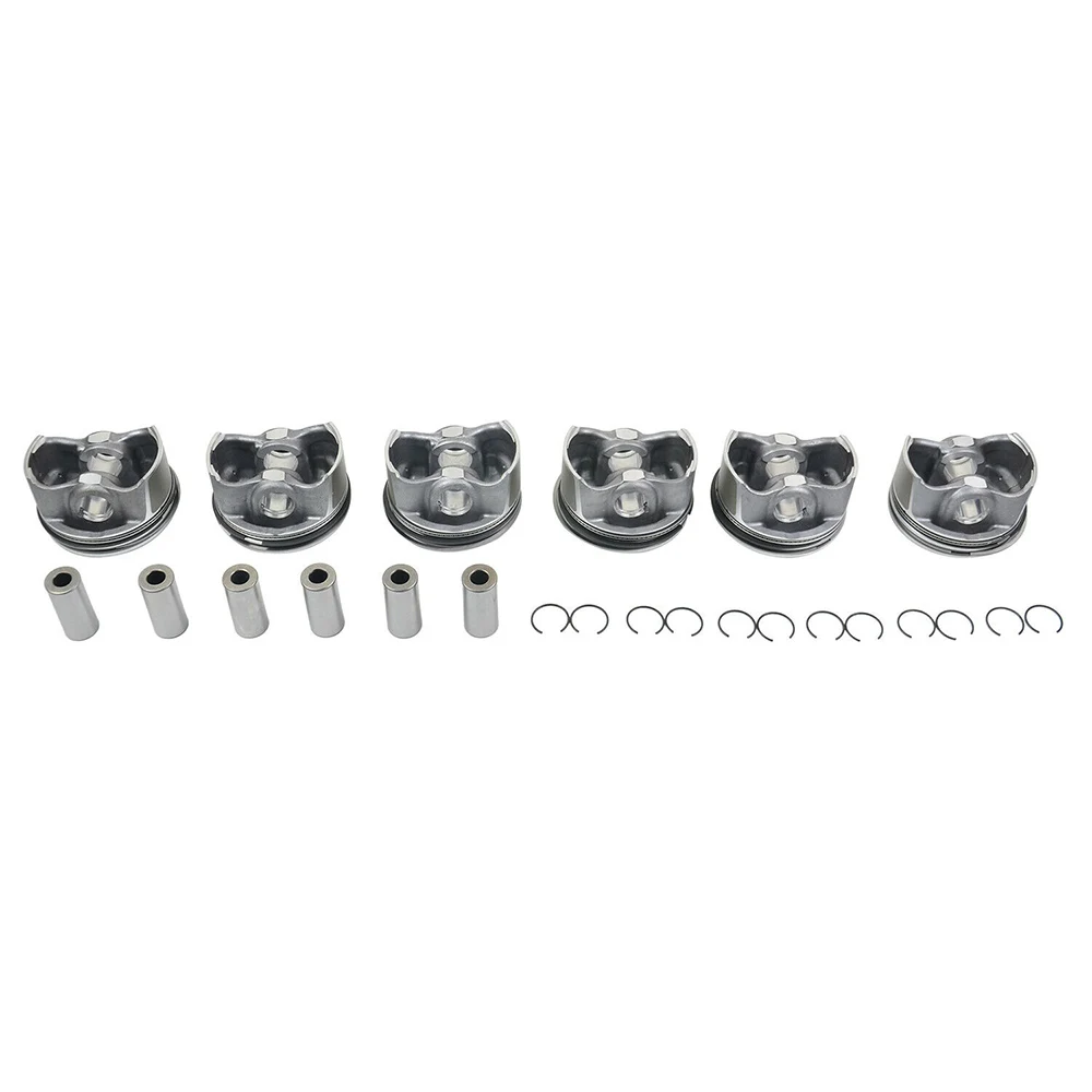 6pcs Pistons & Rings Set A2720304017 A2720301018 2720300117 2720303717 for Mercedes-Benz E-CLASS W212 W211 M272 E25 E30 Engine