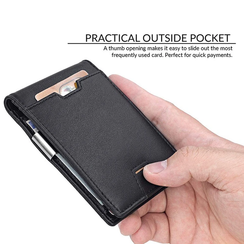 Mens Money Clip with Zippered Coin Pocket RFID Blocking Slim Credit Card Holder Mini Bifold Wallet for Men