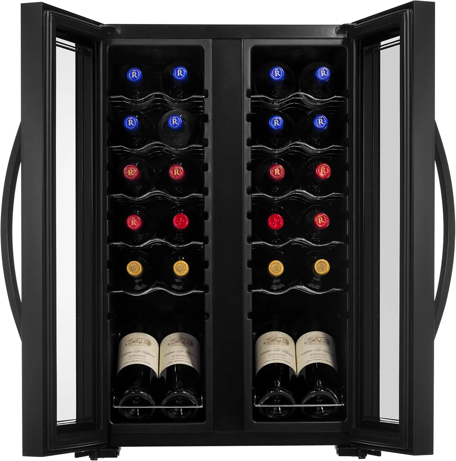 PKCWC240 Cellar Cooler для охладителя белых и красных вина, 24 бутылки, двухзонный, черный