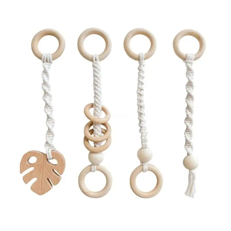 

Wooden Hanging Toy Baby Gym Activity Toy Pendant Infant Sensory Toy 4pcs Set of Hanging Playing Toy Newborn Gifts Dropship