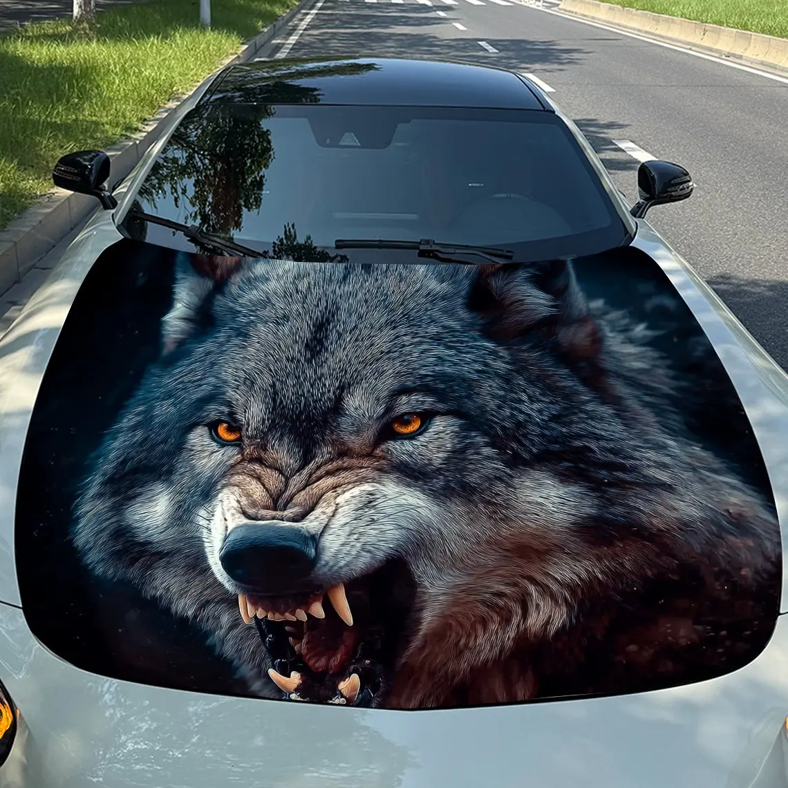 

Виниловая пленка для автомобиля Fierce Wolves - прочная графическая наклейка на капот из ПВХ для повышенной эстетики автомобиля, внешний аксессуар для автомобиля