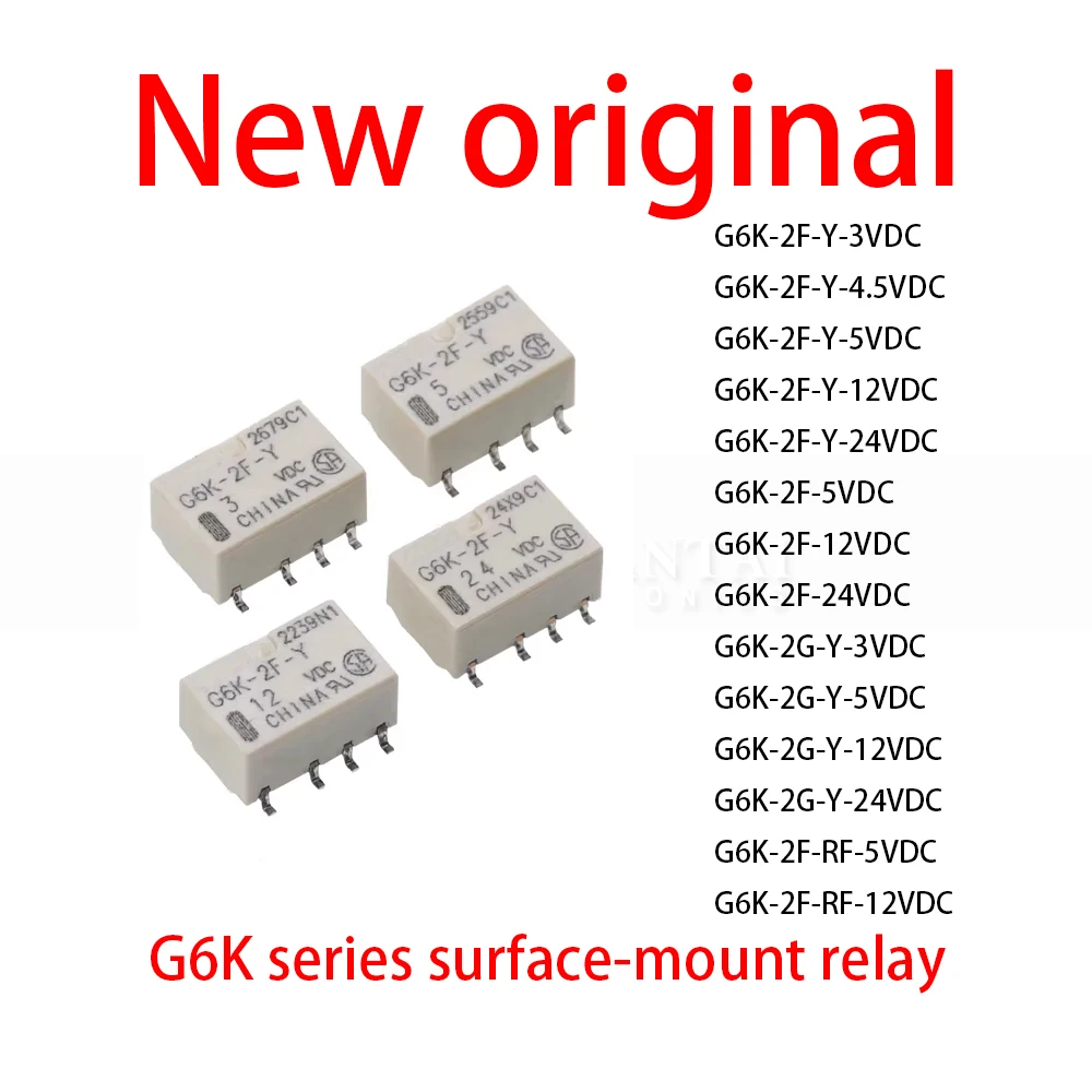 10Pcs G6K-2F-Y-3VDC G6K-2F-Y-4.5VDC G6K-2F-Y-5VDC G6K-2F-Y-12VDC G6K-2F-Y-24VDC G6K series surface-mount relay