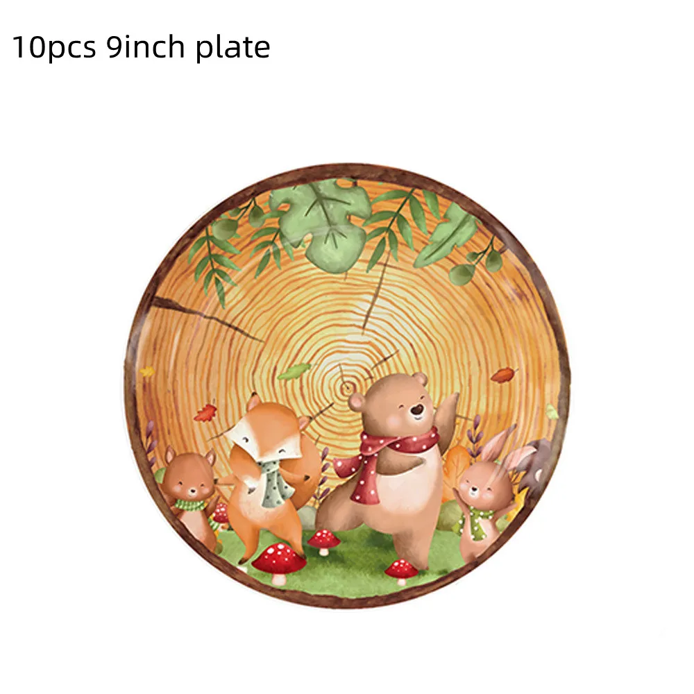 Woodland Tier Dschungel Wald DIY Party Dekoration Teller Tasse Tischdecke Geburtstag Party Baby Dusche Kinder Geburtstag Party Supplies – Detail 2