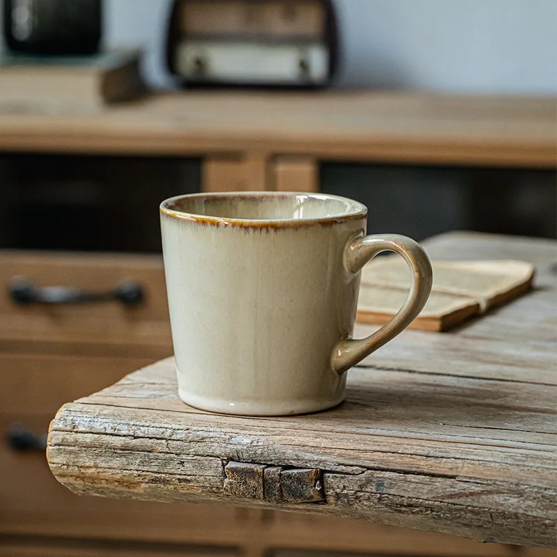 Simple Kiln Turned Cup Household Ceramic Mug Nostalgic Old-fashioned Tea Water Cup American Coffee Cup