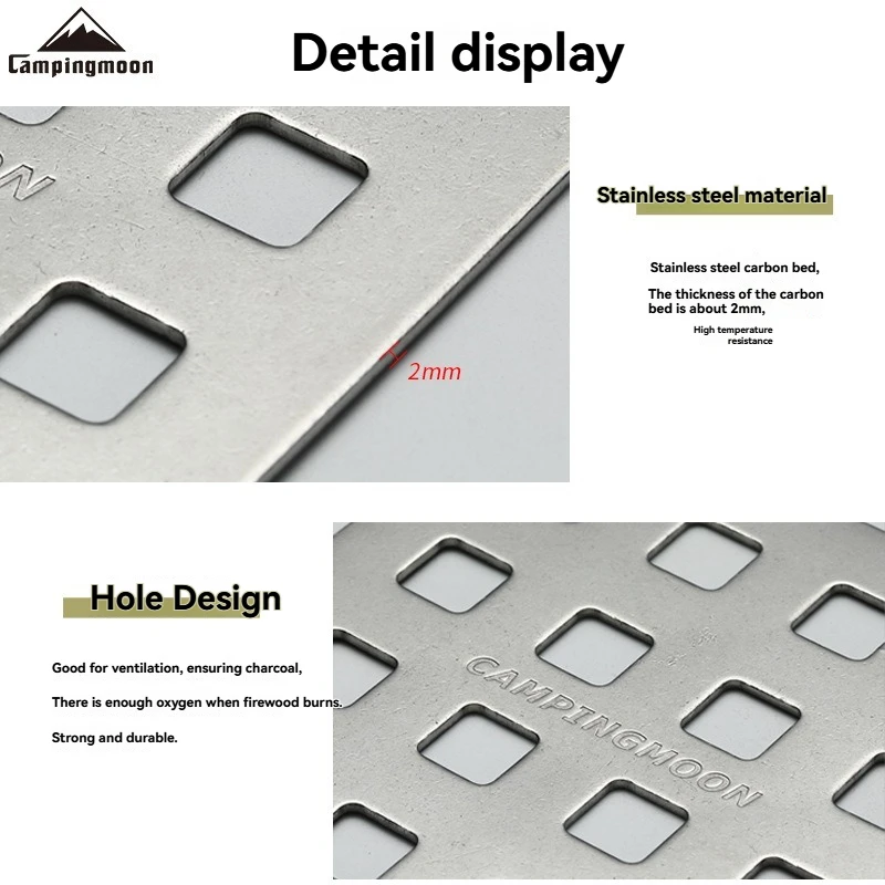 

CAMPINGMOON X-MINI Thickened Stainless Steel Barbecue Grill Rack High-Temperature Resistant Charcoal Bed Oven Accessory