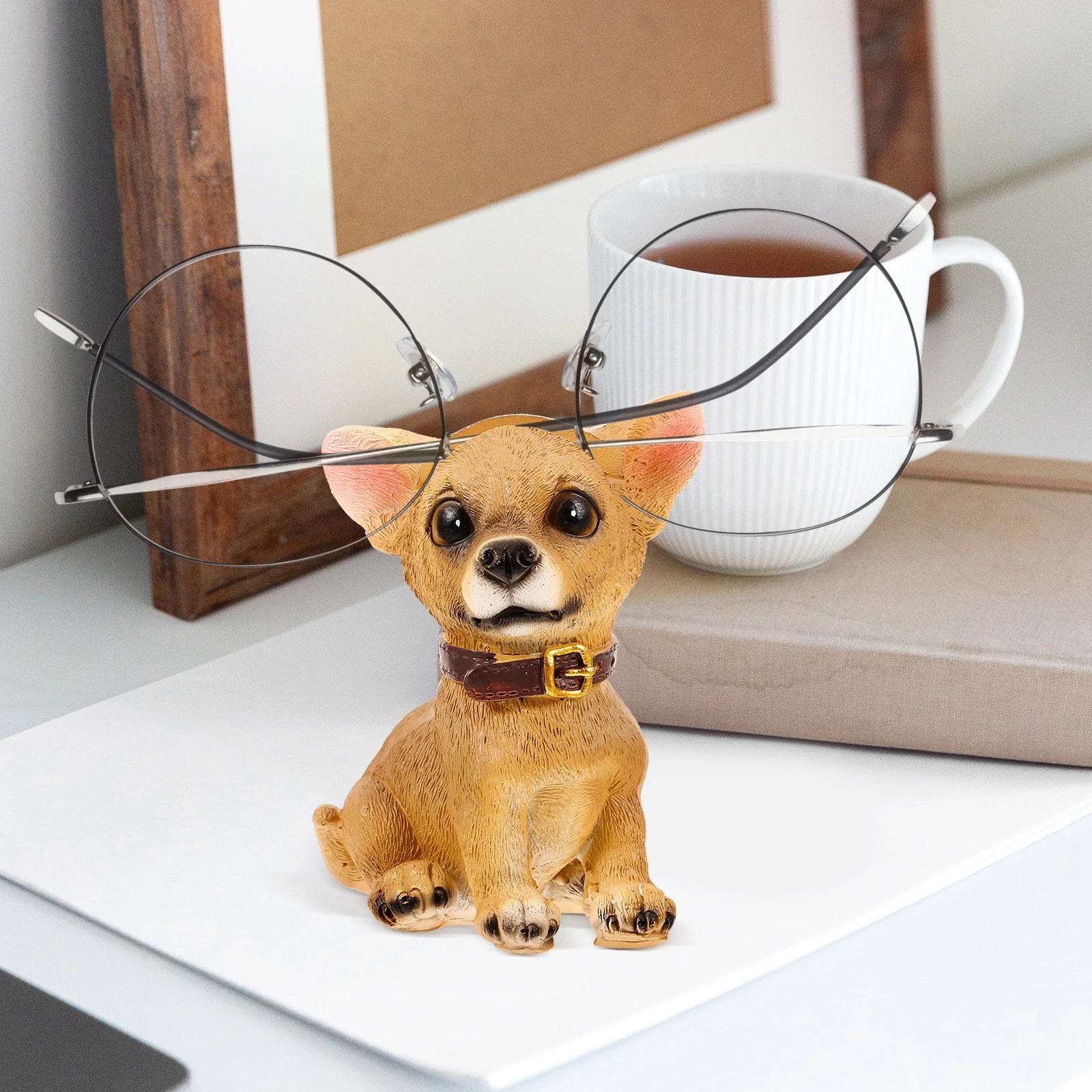 

Small Puppy Resin Glasses Holder Animal Eyeglass Display Stand Sunglasses Storage for Desk Glasses Holder for Desk