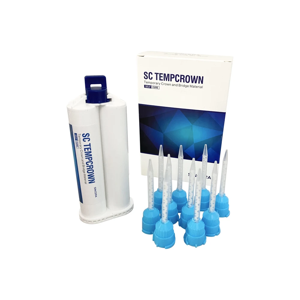 50ml Temporary Crown and Bridge Material Resin Self Curing Blue Dentistry Lab Impression Mixing Tips Disposable Dental Tips Sets