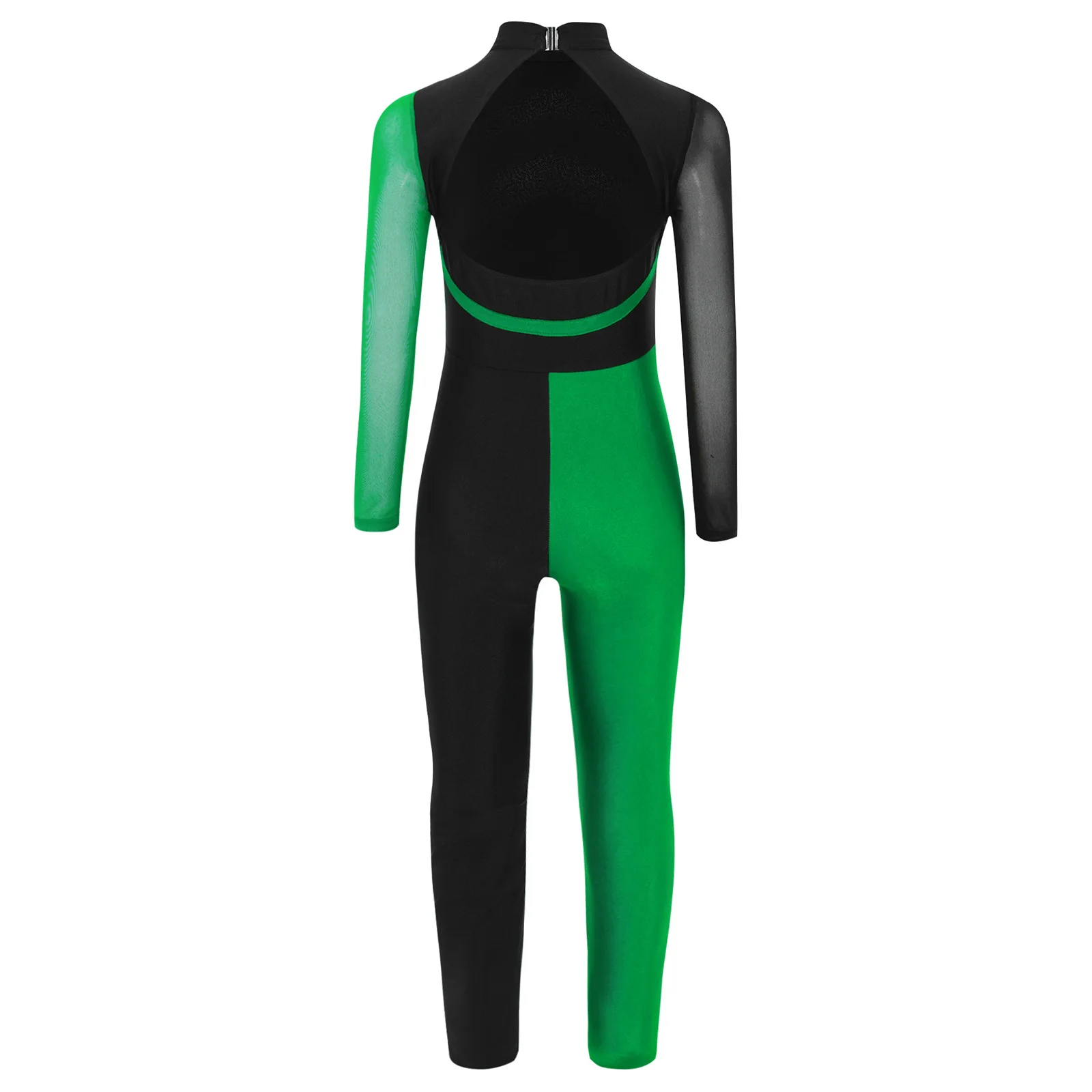 Bambini Ragazze Balletto Ginnastica Pagliaccetto Costume da spettacolo di danza Tuta con paillettes con maniche lunghe in rete Abbigliamento per spettacoli teatrali