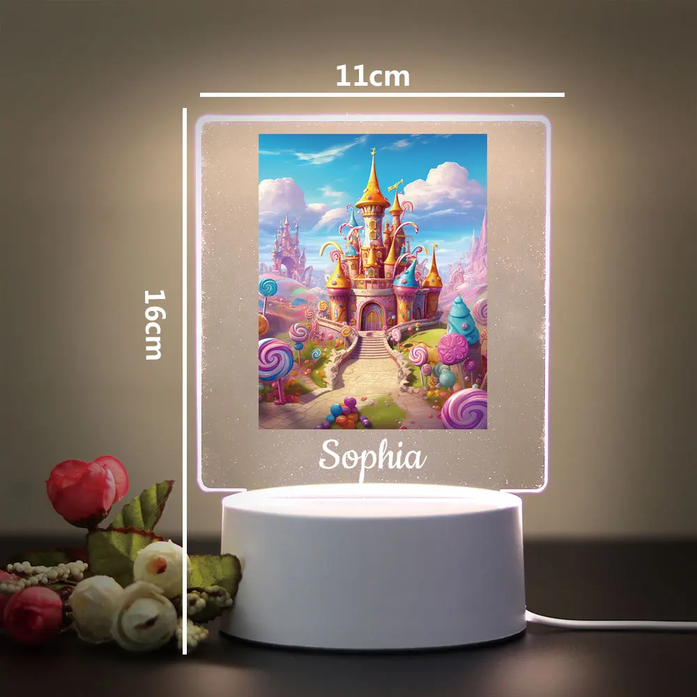 1 pc charming colored castle UV Print Custom Name 3D Visual Night Light 3D Visual Lamp Kids Room Nature Decor