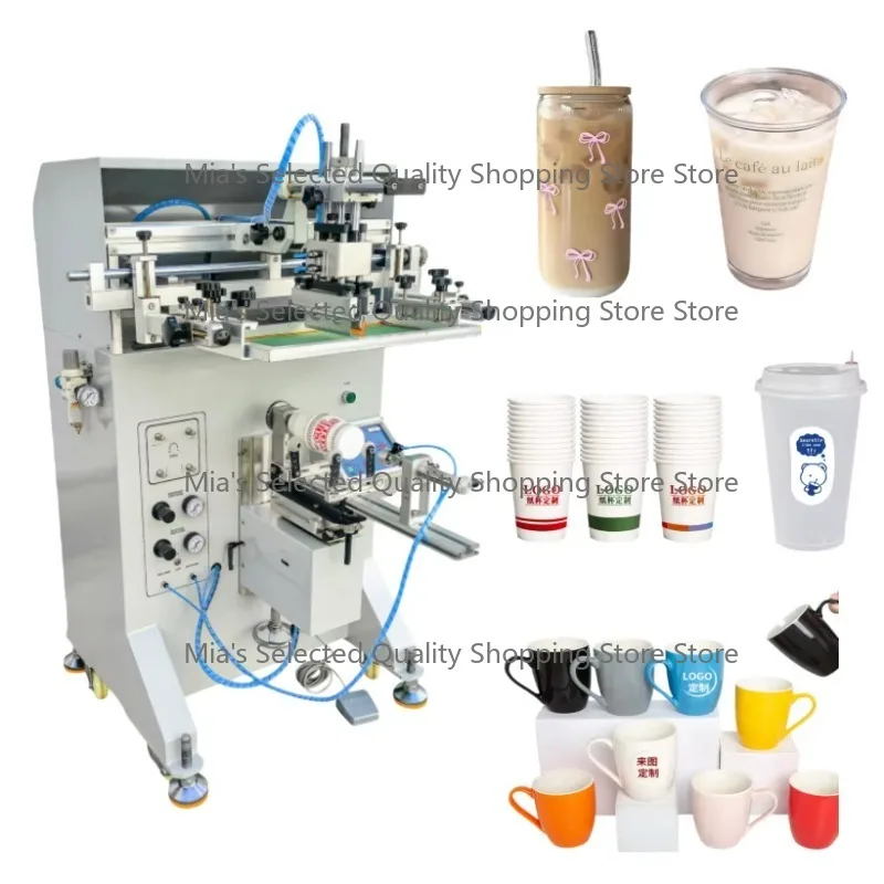 Semi-automatic Screen Printing Machine for Plastic Cups and Glass Bottles, Using PLC and New Automatic Beverage Pattern Printing