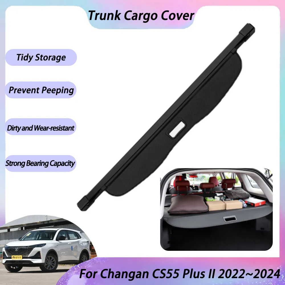 

Rear Trunk Cargo Cover For Changan CS55 Plus II 2022 2023 2024 Retractable Organizer Luggage Waterproof Trunk Curtain Covers