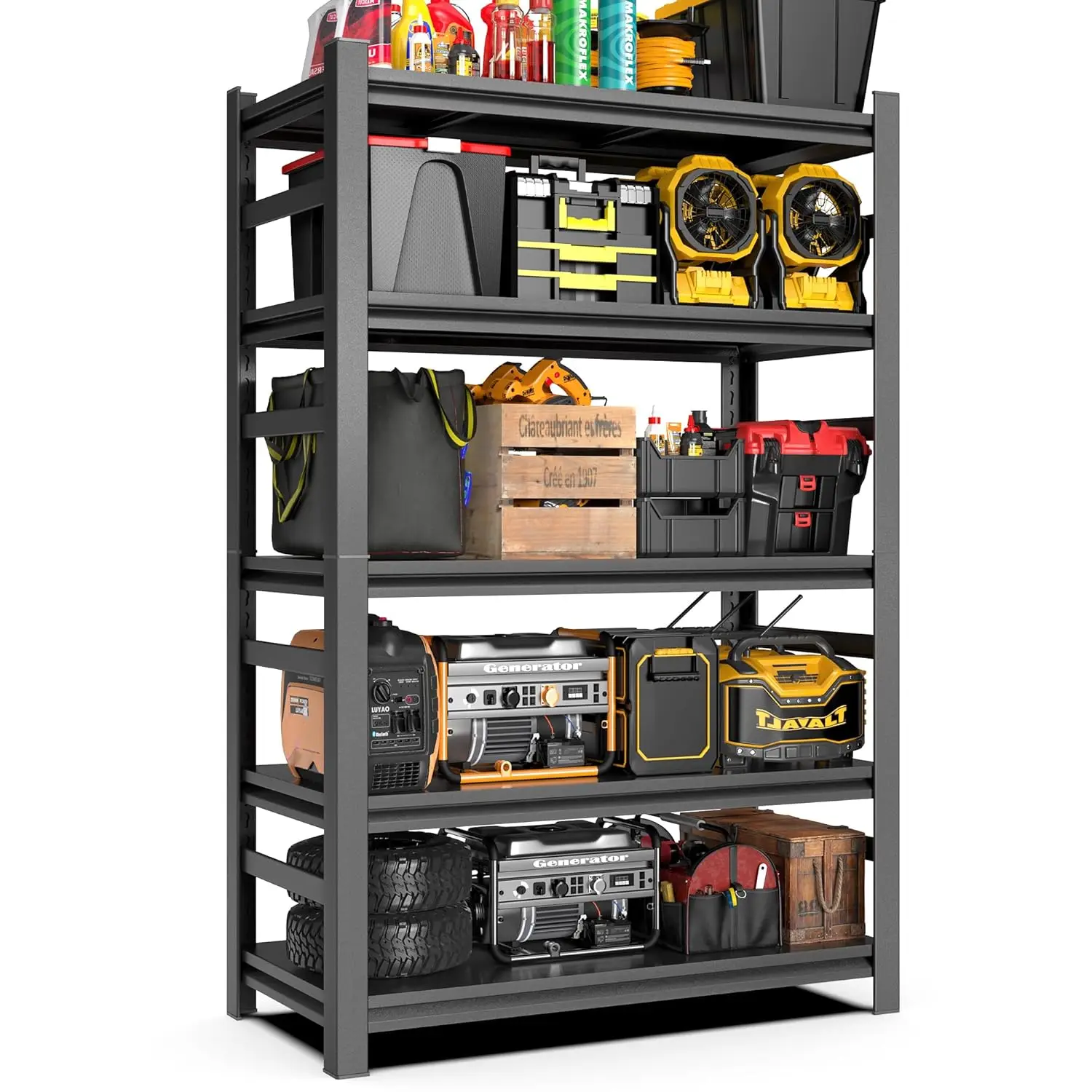 

Metal Garage Shelving Unit, Heavy Duty Steel Storage Rack with 3750LBS Load Capacity, Adjustable 5 Tier, Customized