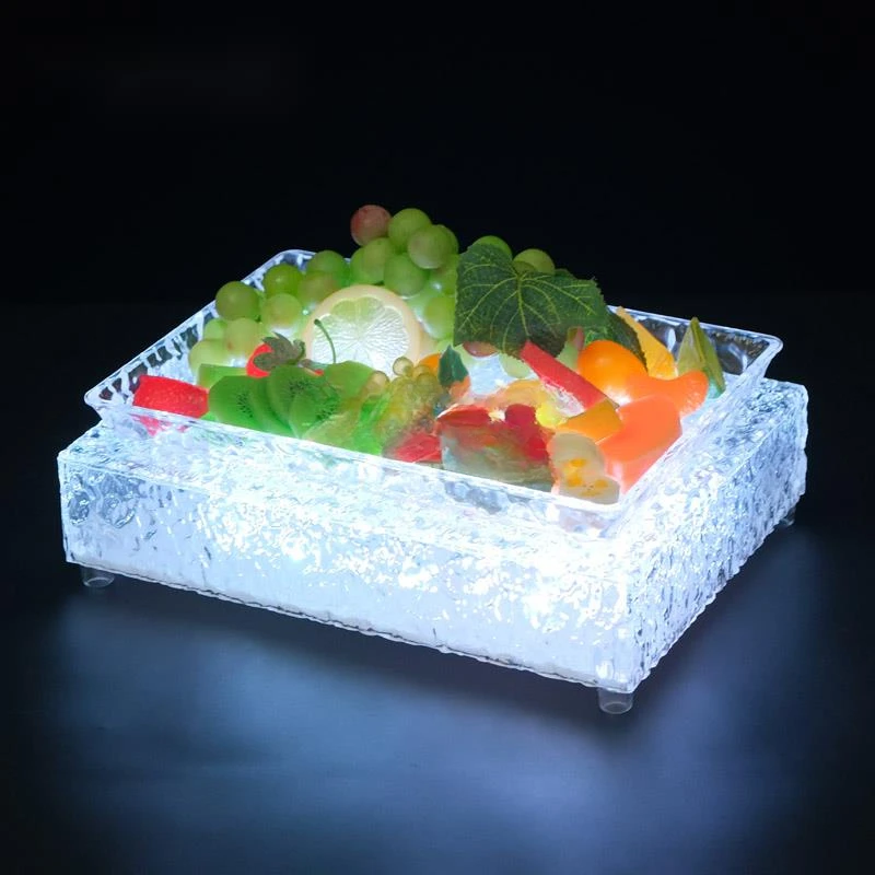 LED Luminous Fruit Plate, Snack Plate, Acrylic Party, Carnival, Colorful Light, Rechargeable, Bar Atmosphere, Surprise Price