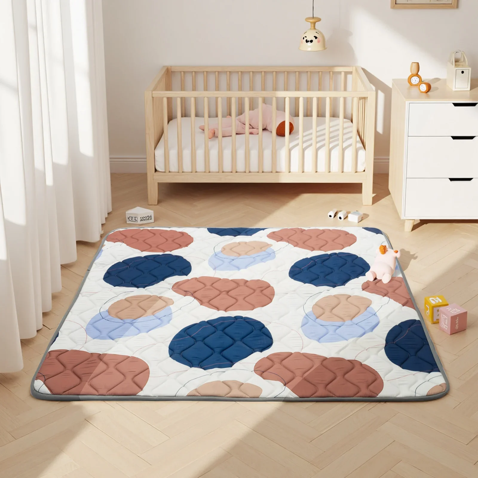 

Soft and safe play mat - thick, foldable, non-toxic crawling mat with cute design, suitable for family use, polyester fiber material, perfect for learning and playing, play mat (play mat only, fence not included)
