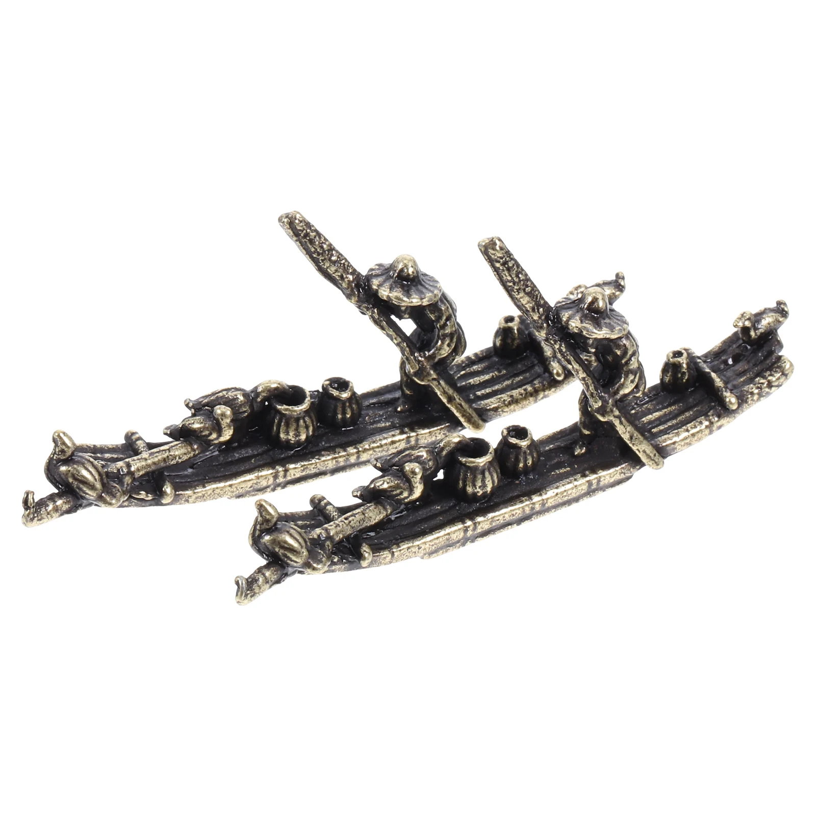 2 قطعة تمثال صيد نحاسي مصغر ، منظر طبيعي صغير لديكور المكتب ، زخرفة قارب صغير ، ملحقات طاولة الرمل ،