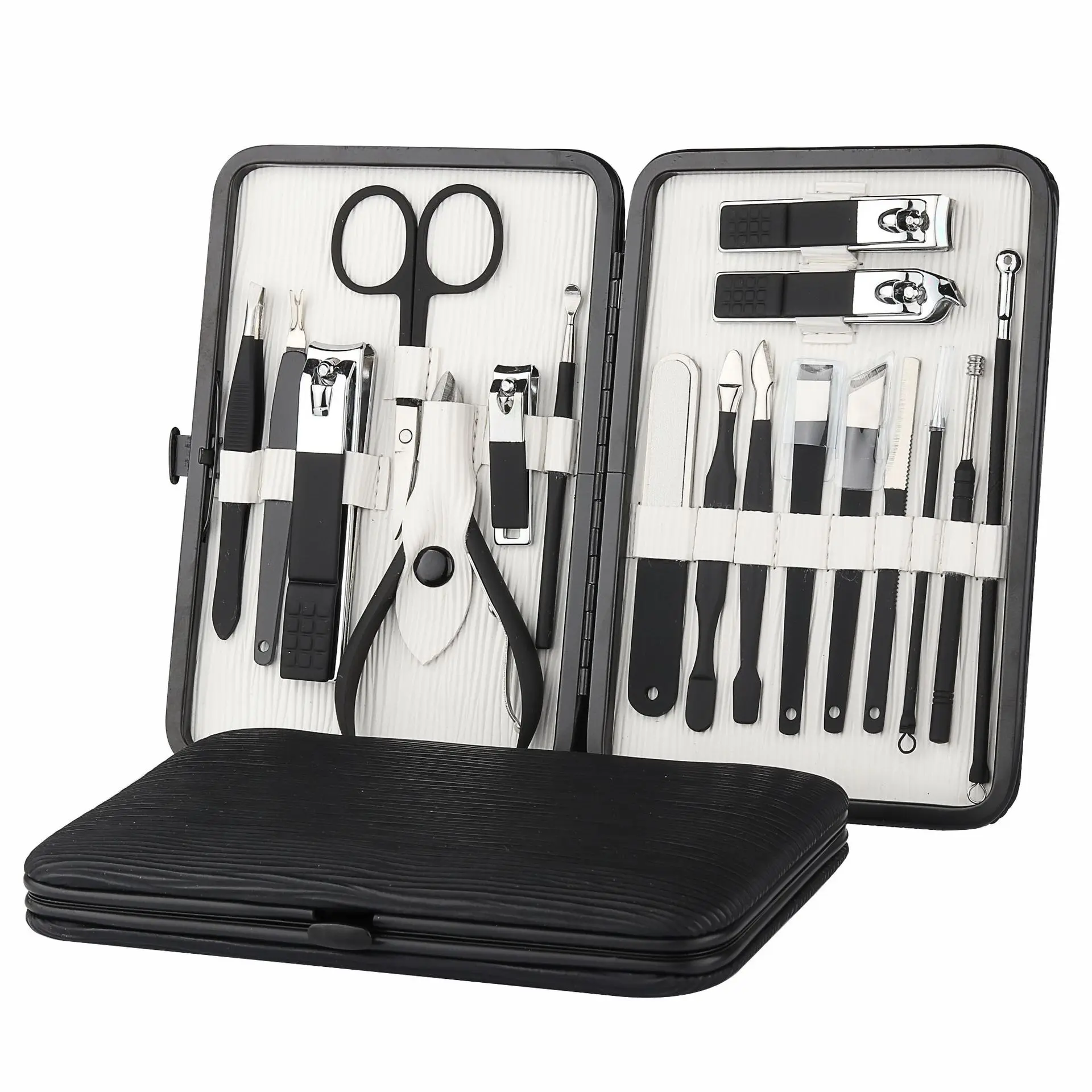

High-quality nail clipper set, comprehensive care for ladies' nail clippers in one set. Stainless steel nail tools, 18-piece set