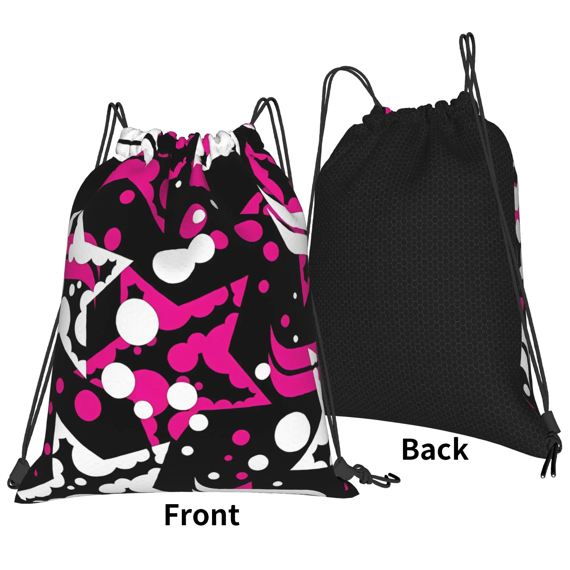 Y2K Pink Stars In The Sky Graffiti Portable Sports Riding Gym Drawstring cool gift Storage Backpacks
