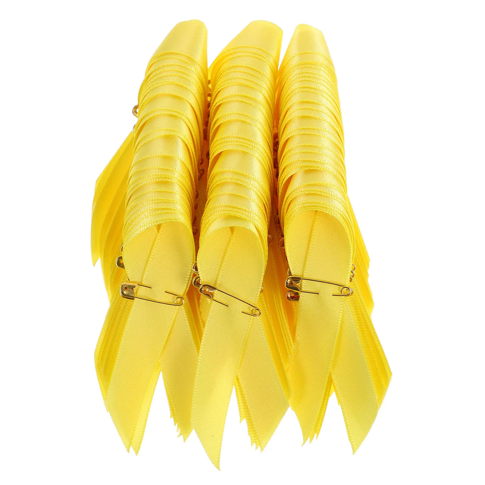 100 épingles de sensibilisation en ruban jaune en satin, épingles de revers pour la lutte contre le cancer du sein, décoration de vêtements pour la solidarité, décorations de sensibilisation