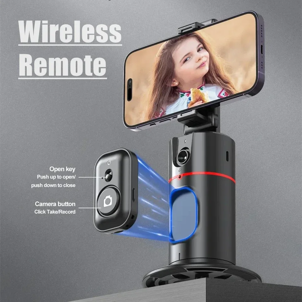 Portable 360° Rotation Gimbal Stabilizer Desktop AI Automatic Face Tracking Gimbal With Remote Shutter For Mobile Smartphone