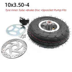 10x3.50-4 Tires Wheels 4 Inch Hub Rim +10x350-4 Tyre Inner Tube +Brake Disc +Sprocket Pump Fits ATV Quad electric scooter