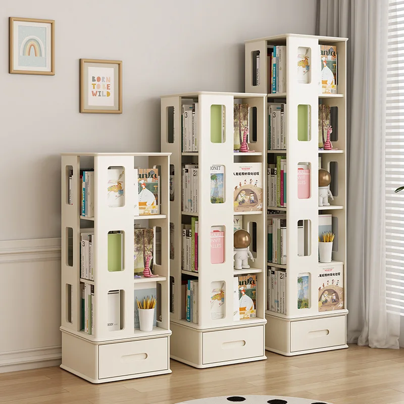Rotating bookshelf, vertical combination bookcase, small home office, small apartment free combination