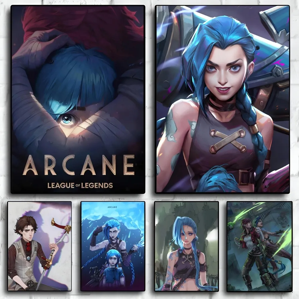 1PC Arcane League Of Legends Poster Self-adhesive Art Waterproof Paper Sticker Coffee House Bar Room Wall Decor