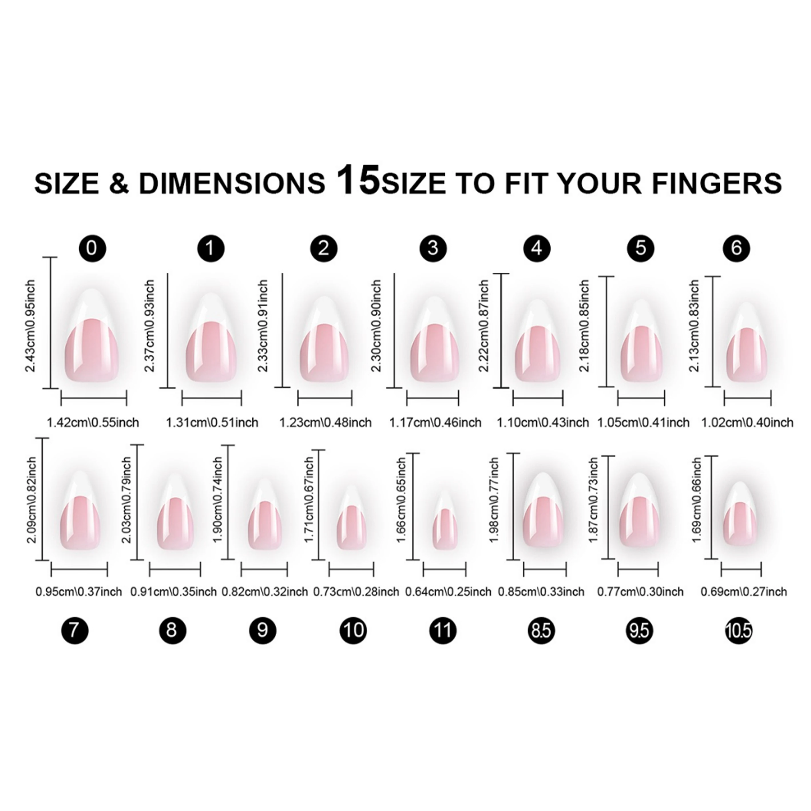 108 pieces of nude and pink smile French matte and glossy acrylic nail patches, short to medium almond shaped, trapezoidal, oval
