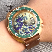 Tandorio 20BAR Real CUSN8 Bronze NH35A 44mm Automatic Diving Men's Watch Kanagawa/Blue/Black Dial Auto Date Sapphire Glass