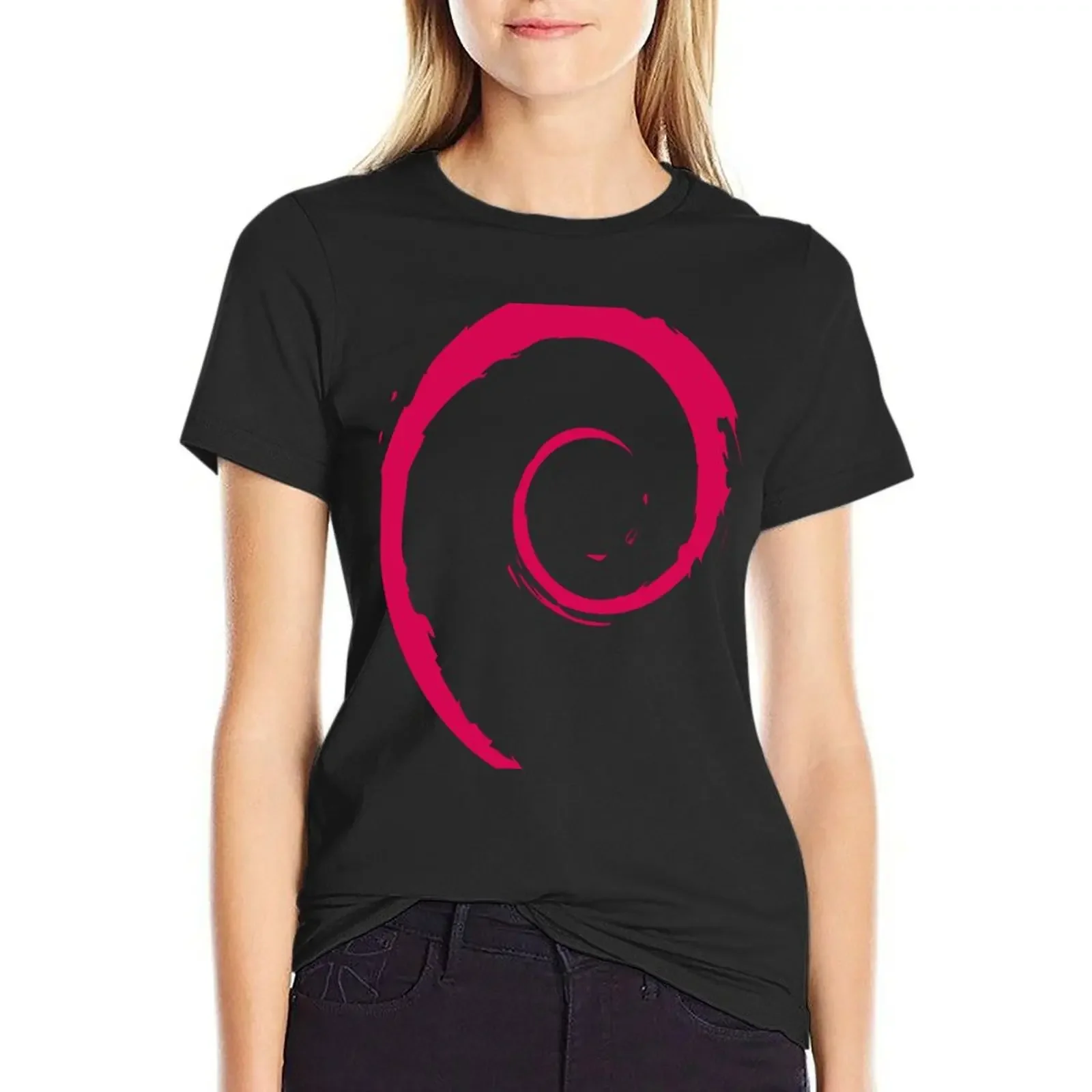 

Debian Red T-Shirt new edition plain sweat lady clothes t shirt Women