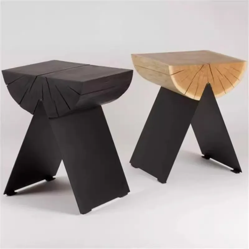 

Modern Light luxury Creativity Design Personality Solid Wood Small Stool Home Use Living Room Change Shoes Small Wooden Stool