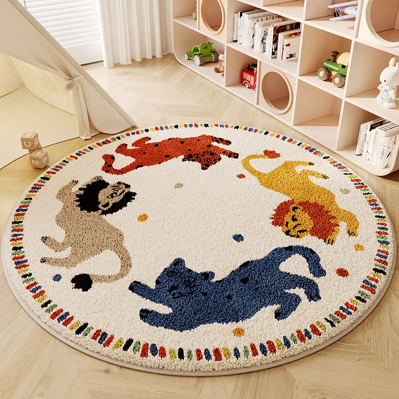 

Cute Cartoon Children's Room Plush Carpet Home Living Room Round Decor Carpets Modern Cloakroom Study Swivel Chair Non-slip Rug