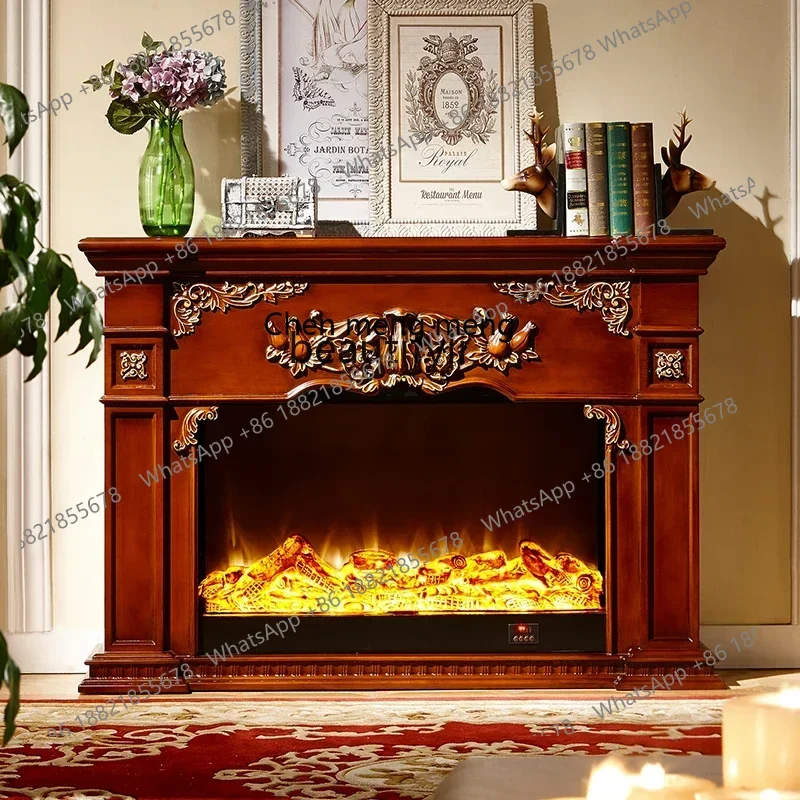 

B7304 American fireplace decorative cabinet French villa custom solid wood European retro simulated fire fireplace cabinet