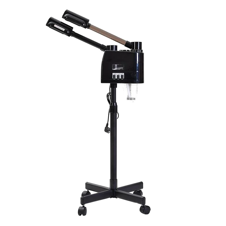 Professional black digital LCD screen facial steamer ozone evaporator hot and cold mist ion operating system beauty salon spa