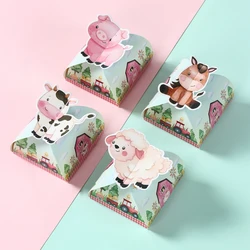 12pcs Farm Theme Paper Candy Cake Cookie Gift Box Cartoon Animal Packaging Bag Birthday Wedding Decor Party Supplies Baby Shower