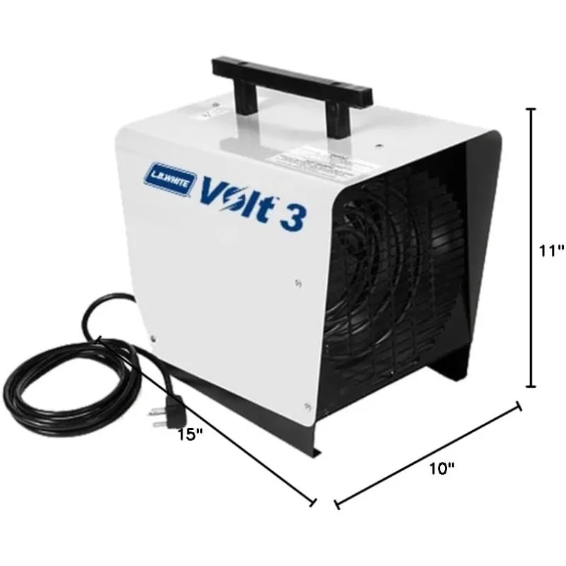 L.B. White Volt 3 Electric Forced Air Portable Heater W/Ambient Thermostat - 32°F – 100°F, Indoor Space Heater for Industrial