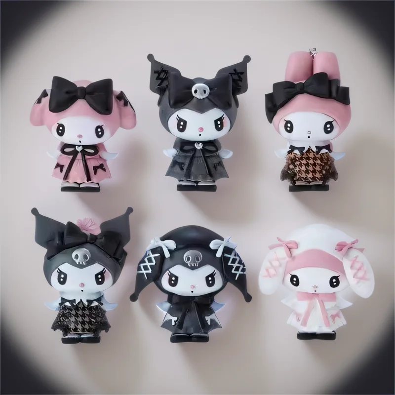 

Фигурки Kawaii Kuromi My Melody Sanrio, экшн-фигурки мин Лолита, мини-подарки, модель, декоративная игрушка для детей