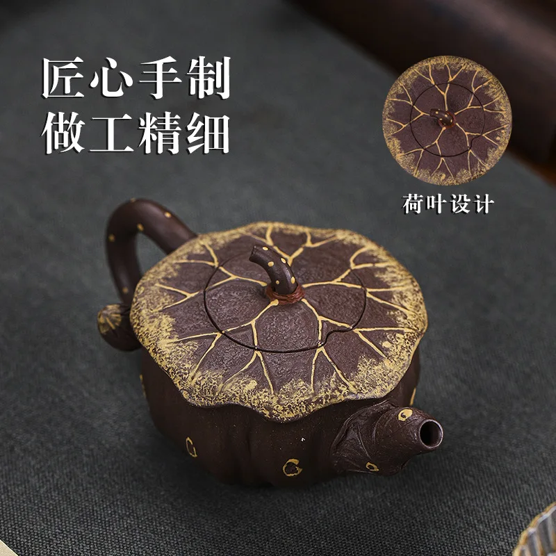 Yixing Handmade Purple Clay Teapot Home Collection Piece Mini Exquisite Teapot With Lotus Charm Easy To Develop A Patina