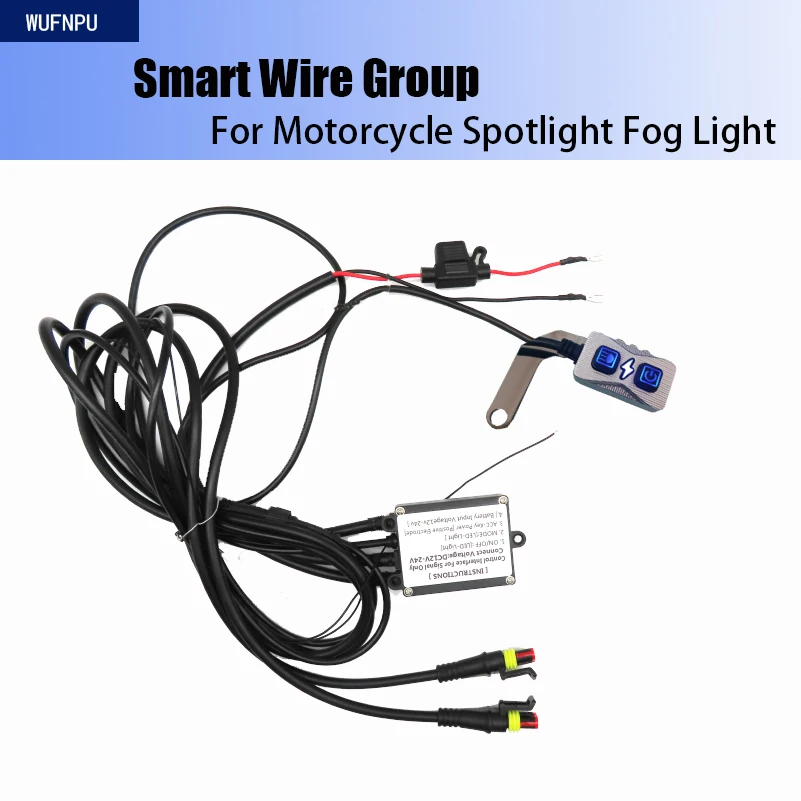 

Motorcycle Fog Light Wires Switch 12V 24V Strobe Left And Right Strobe Spotlight Wire Harness Fog Light Driving Lamp Switch Wire