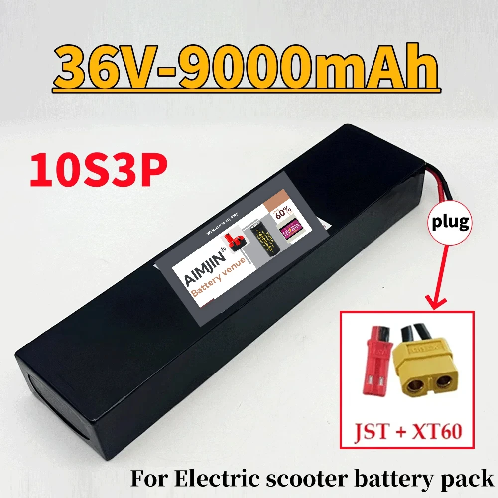 

Lithium Rechargeable Battery Pack 18650 10S3P 36V 9Ah 500W Power Modified 36V Electric Scooter Battery with BMS, XT60 JST
